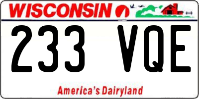 WI license plate 233VQE