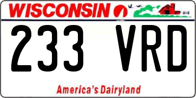 WI license plate 233VRD