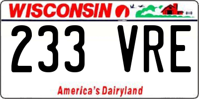 WI license plate 233VRE