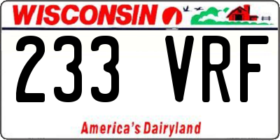 WI license plate 233VRF