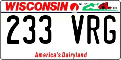 WI license plate 233VRG