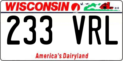 WI license plate 233VRL