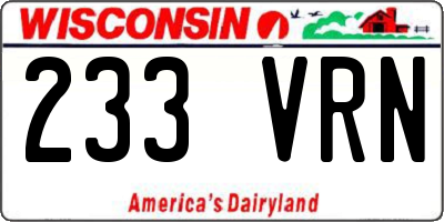 WI license plate 233VRN
