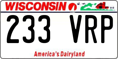 WI license plate 233VRP