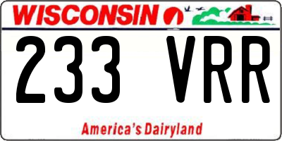 WI license plate 233VRR
