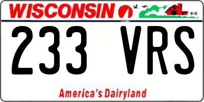 WI license plate 233VRS