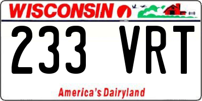 WI license plate 233VRT