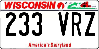 WI license plate 233VRZ