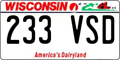 WI license plate 233VSD