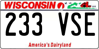 WI license plate 233VSE