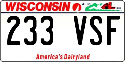 WI license plate 233VSF