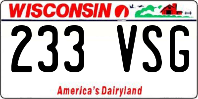 WI license plate 233VSG