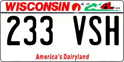WI license plate 233VSH