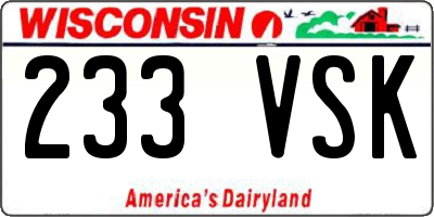 WI license plate 233VSK