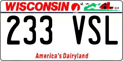 WI license plate 233VSL
