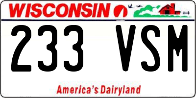 WI license plate 233VSM