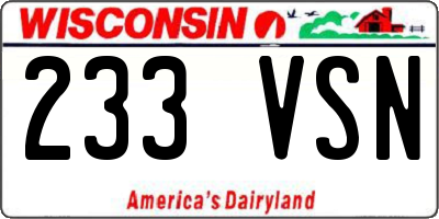 WI license plate 233VSN