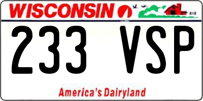 WI license plate 233VSP