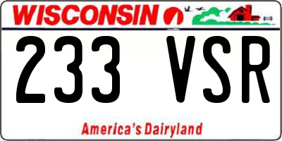 WI license plate 233VSR