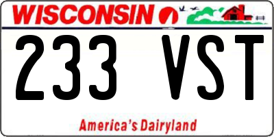 WI license plate 233VST