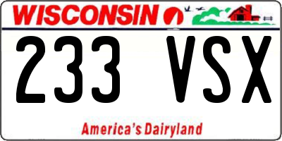WI license plate 233VSX