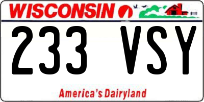 WI license plate 233VSY