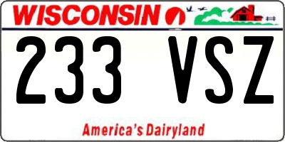 WI license plate 233VSZ