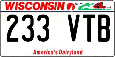 WI license plate 233VTB
