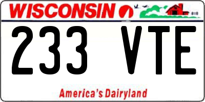 WI license plate 233VTE