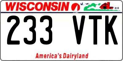 WI license plate 233VTK