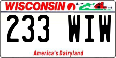 WI license plate 233WIW