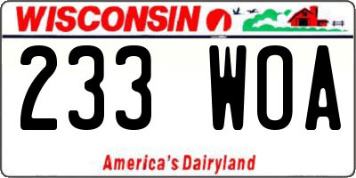 WI license plate 233WOA