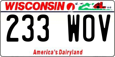 WI license plate 233WOV
