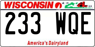 WI license plate 233WQE