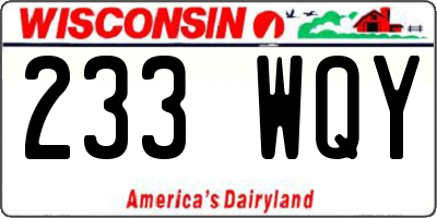 WI license plate 233WQY