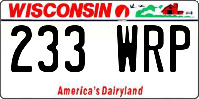 WI license plate 233WRP