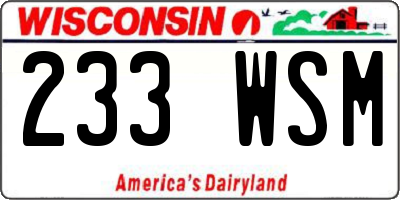 WI license plate 233WSM