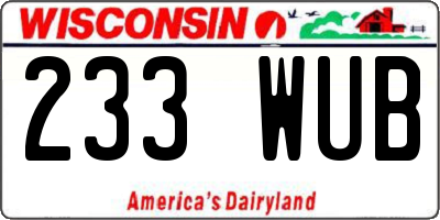 WI license plate 233WUB