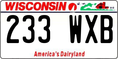 WI license plate 233WXB