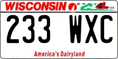 WI license plate 233WXC