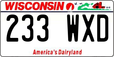 WI license plate 233WXD