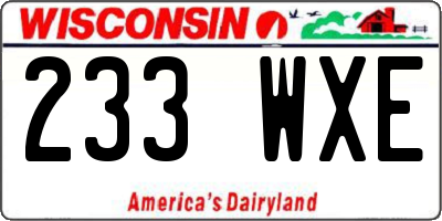 WI license plate 233WXE