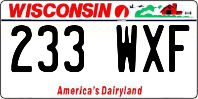 WI license plate 233WXF