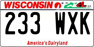 WI license plate 233WXK