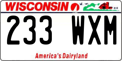 WI license plate 233WXM