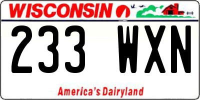 WI license plate 233WXN