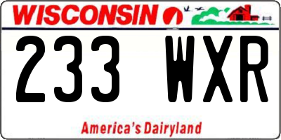 WI license plate 233WXR