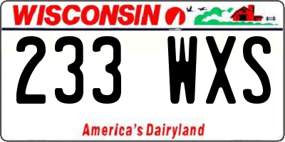 WI license plate 233WXS