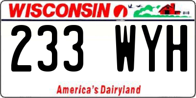 WI license plate 233WYH
