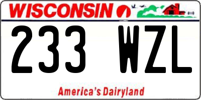 WI license plate 233WZL